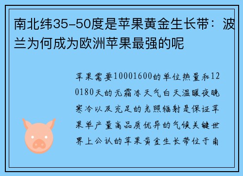 南北纬35-50度是苹果黄金生长带：波兰为何成为欧洲苹果最强的呢